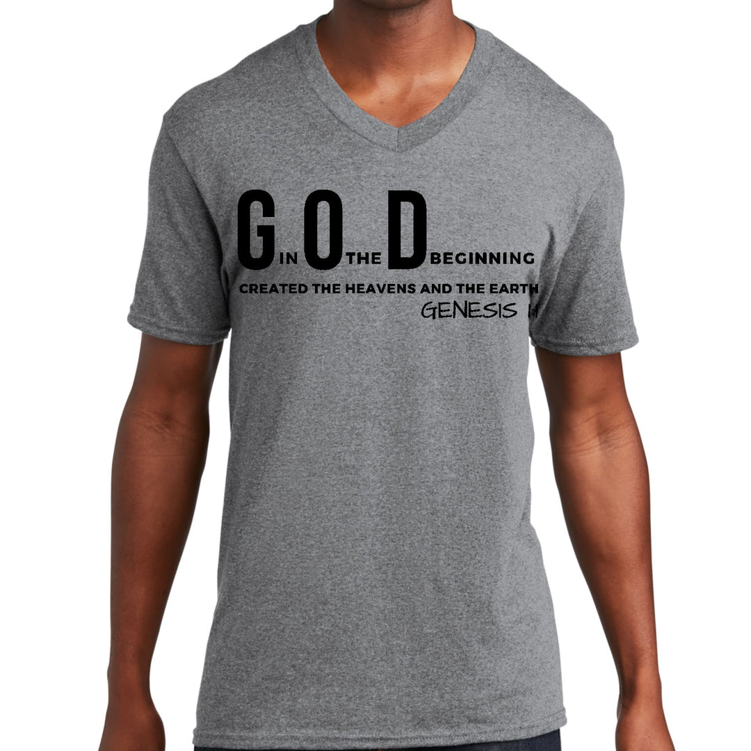 Mens Graphic V-neck T-shirt God in the Beginning Print - Unisex | T-Shirts