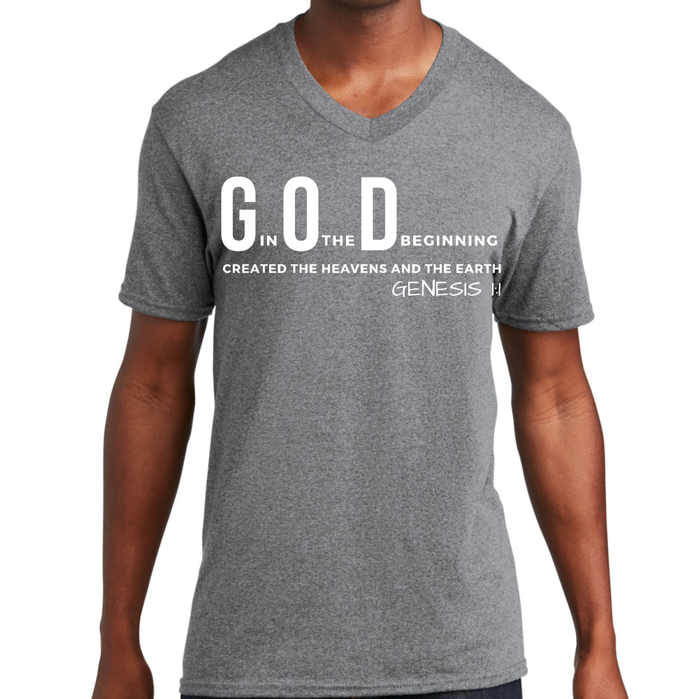 Mens Graphic V-neck T-shirt God in the Beginning Print - Unisex | T-Shirts