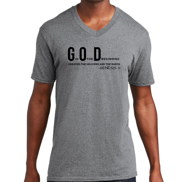 Mens Graphic V-neck T-shirt God In The Beginning Print - Unisex | T-Shirts