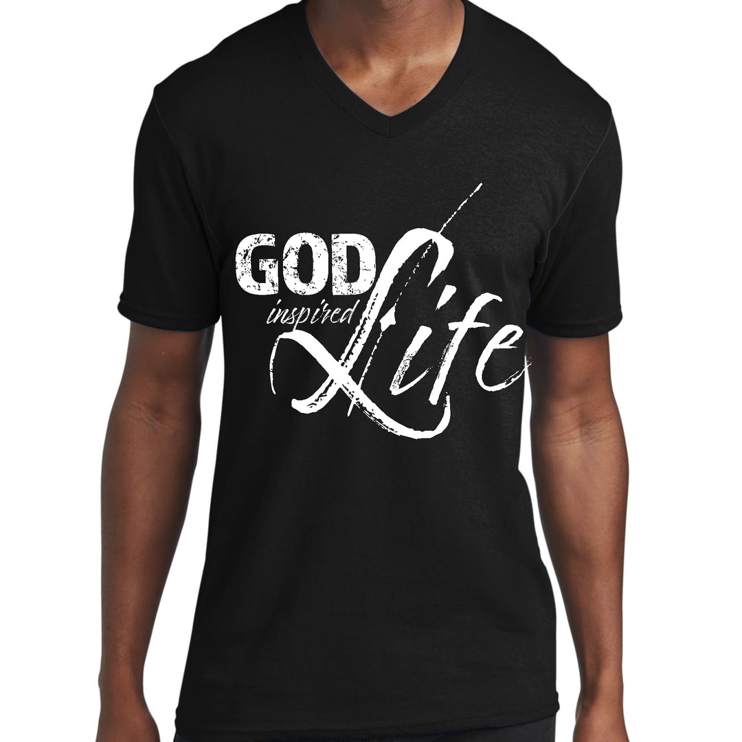 Mens Graphic V-neck T-shirt God Inspired Life - Mens | T-Shirts | V-Neck