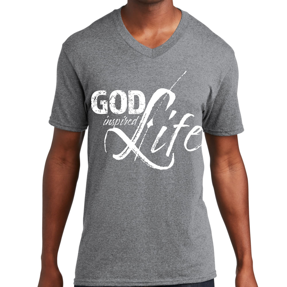 Mens Graphic V-neck T-shirt God Inspired Life - Mens | T-Shirts | V-Neck