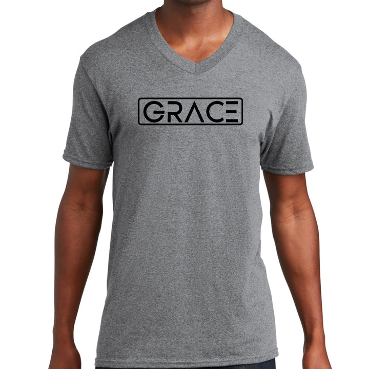 Mens Graphic V-neck T-shirt Grace Christian Black Illustration - Unisex