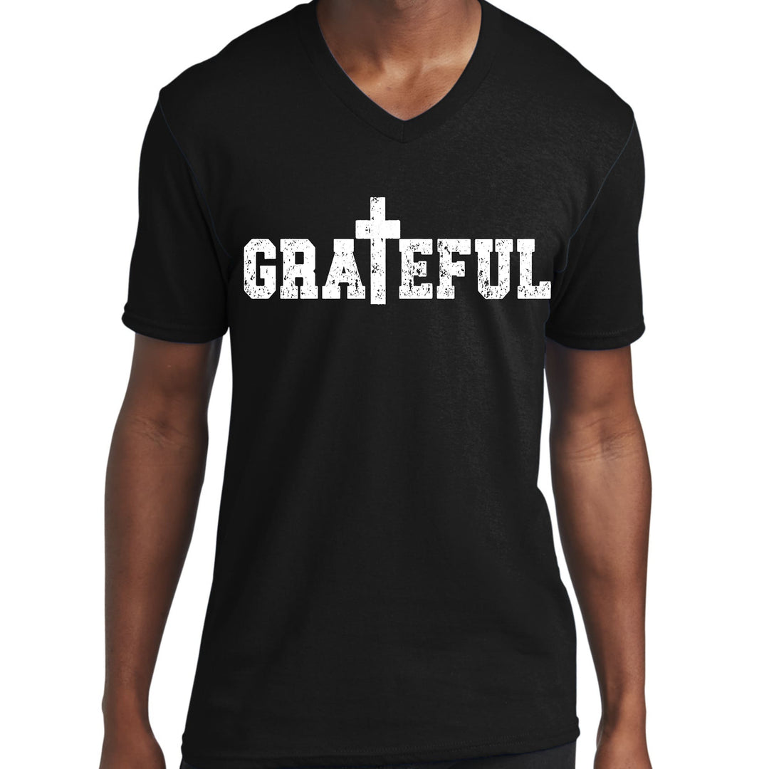 Mens Graphic V-neck T-shirt Grateful Print - Unisex | T-Shirts | V-Neck