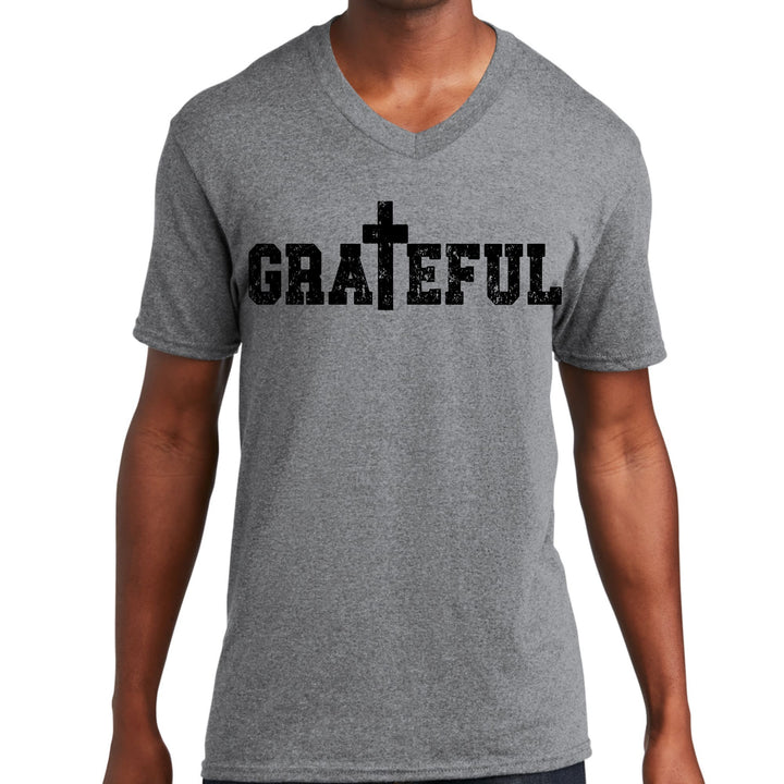 Mens Graphic V-neck T-shirt Grateful Print - Unisex | T-Shirts | V-Neck