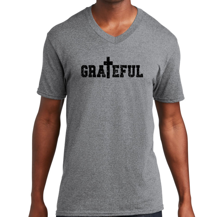Mens Graphic V-neck T-shirt Grateful Print - Unisex | T-Shirts | V-Neck