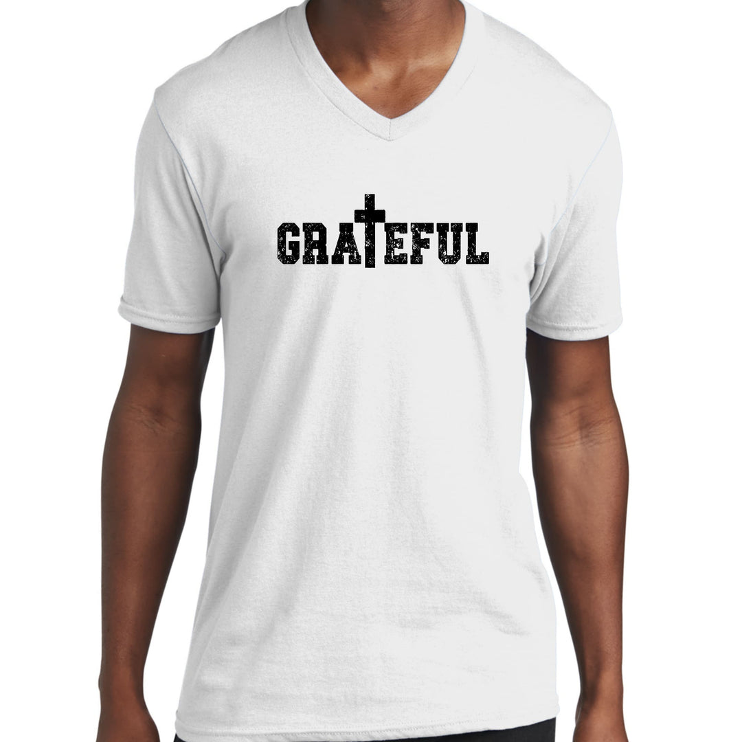 Mens Graphic V-neck T-shirt Grateful Print - Unisex | T-Shirts | V-Neck
