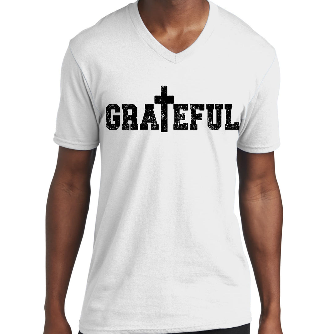 Mens Graphic V-neck T-shirt Grateful Print - Unisex | T-Shirts | V-Neck