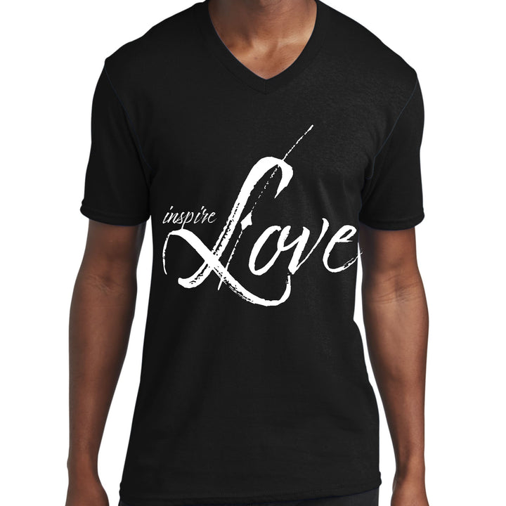 Mens Graphic V-neck T-shirt Inspire Love - Unisex | T-Shirts | V-Neck