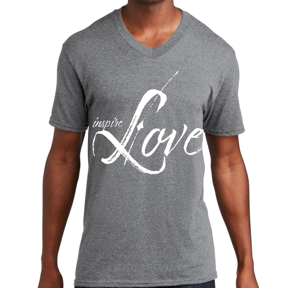 Mens Graphic V-neck T-shirt Inspire Love - Unisex | T-Shirts | V-Neck