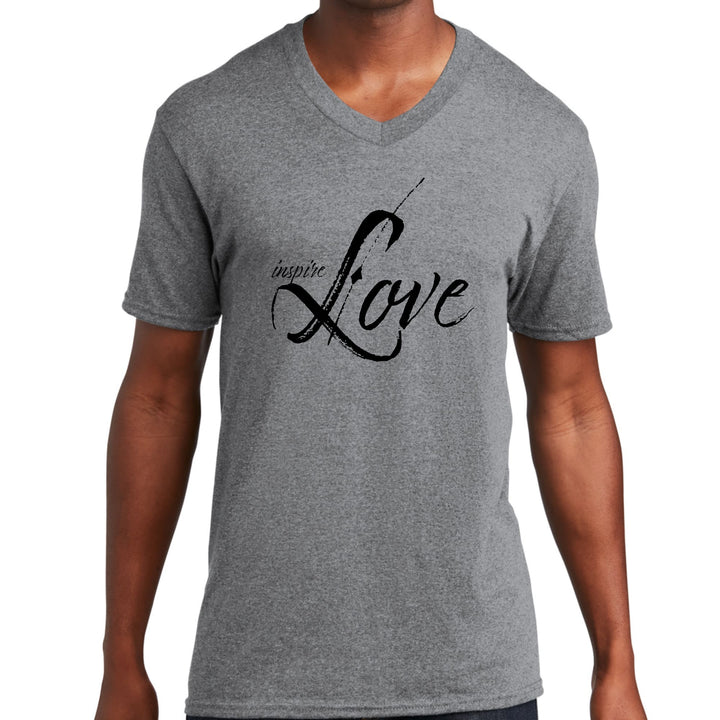 Mens Graphic V-neck T-shirt Inspire Love - Unisex | T-Shirts | V-Neck