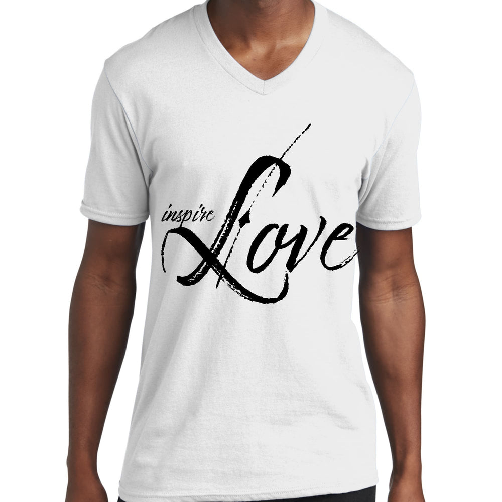 Mens Graphic V-neck T-shirt Inspire Love - Unisex | T-Shirts | V-Neck