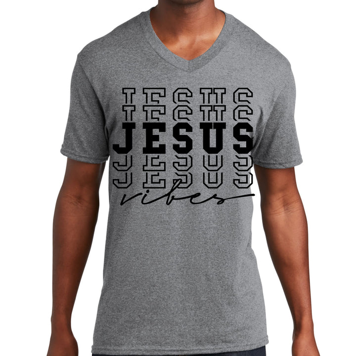 Mens Graphic V-neck T-shirt Jesus Vibes - Unisex | T-Shirts | V-Neck