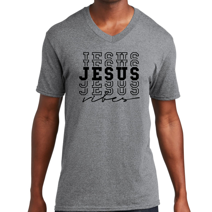 Mens Graphic V-neck T-shirt Jesus Vibes - Unisex | T-Shirts | V-Neck
