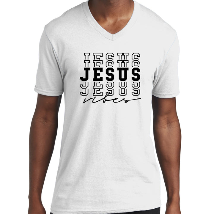 Mens Graphic V-neck T-shirt Jesus Vibes - Unisex | T-Shirts | V-Neck