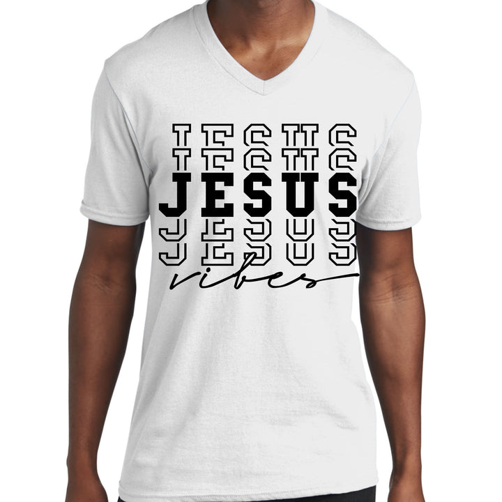 Mens Graphic V-neck T-shirt Jesus Vibes - Unisex | T-Shirts | V-Neck