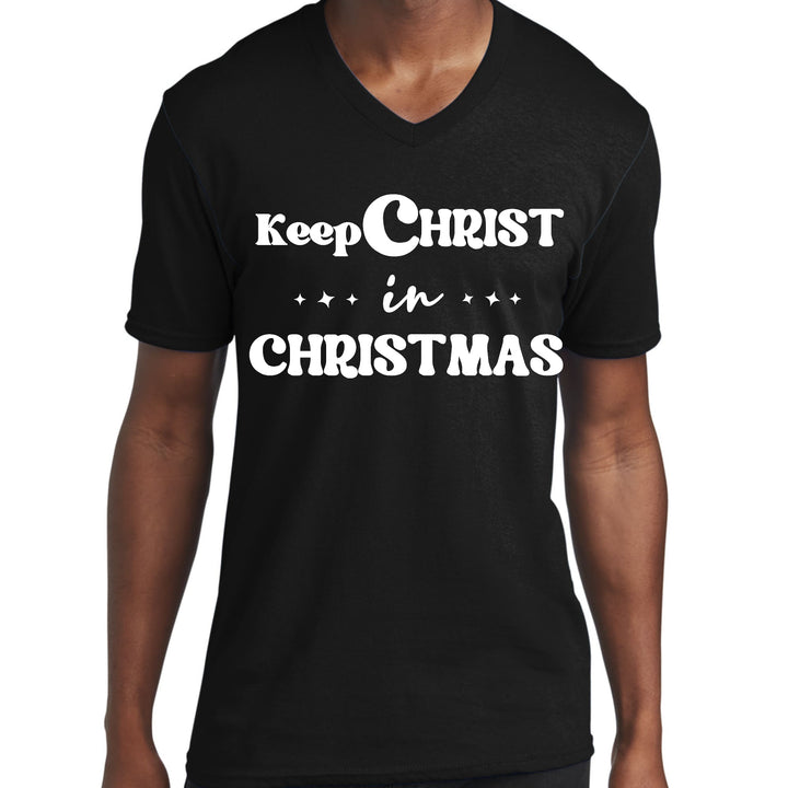 Mens Graphic V-neck T-shirt Keep Christ in Christmas Christian - Unisex