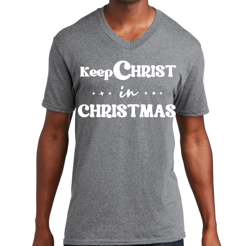 Mens Graphic V-neck T-shirt Keep Christ in Christmas Christian - Unisex