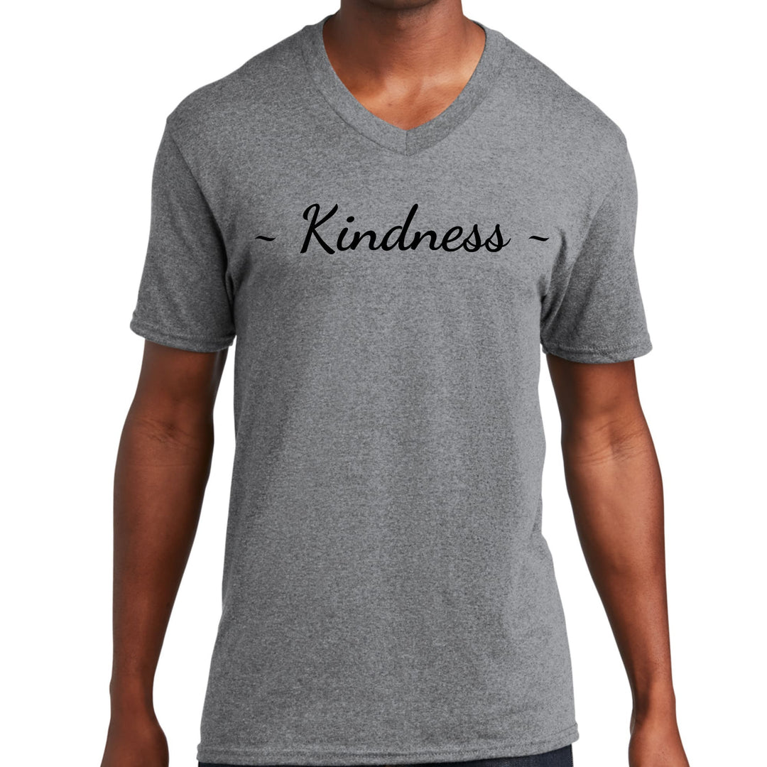 Mens Graphic V-neck T-shirt Kindness Black Print - Unisex | T-Shirts | V-Neck