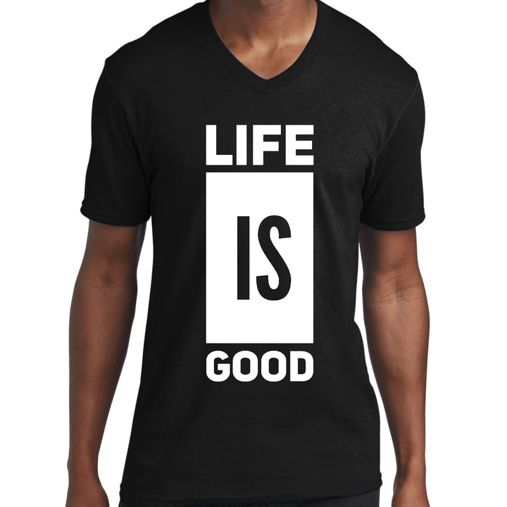 Mens Graphic V-neck T-shirt Life Is Good - Unisex | T-Shirts | V-Neck