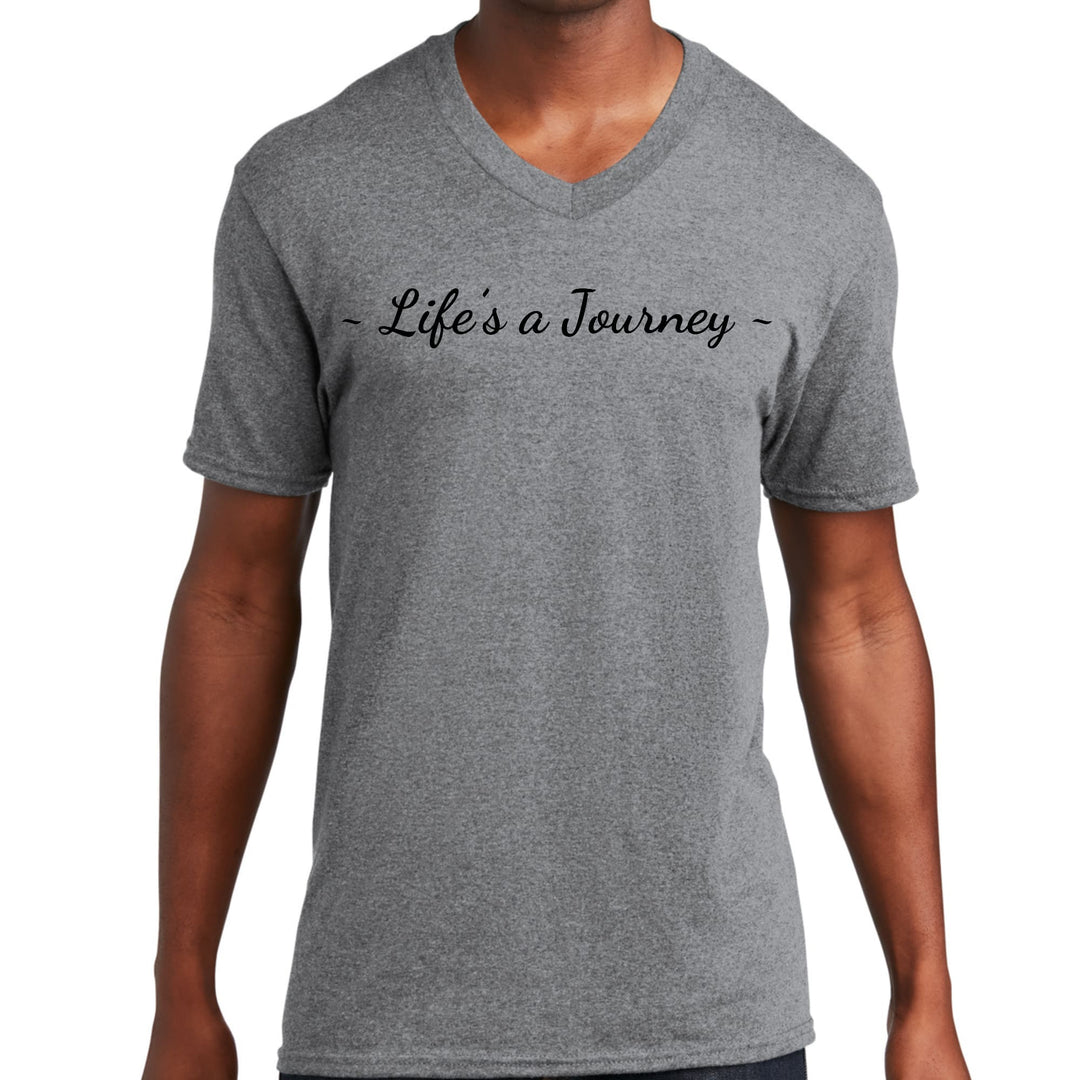 Mens Graphic V-neck T-shirt Life’s a Journey Black Print - Unisex | T-Shirts