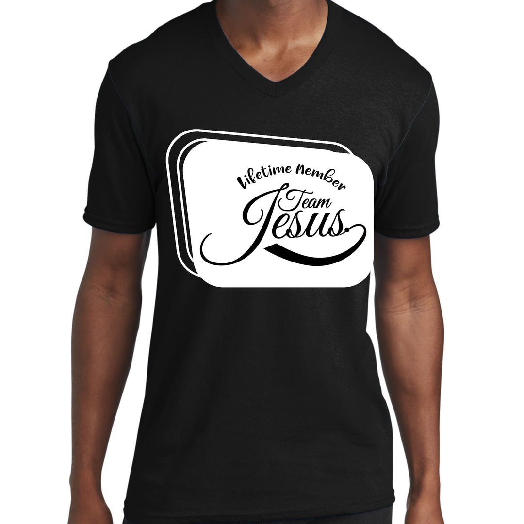 Mens Graphic V-neck T-shirt Lifetime Member Team Jesus - Unisex | T-Shirts