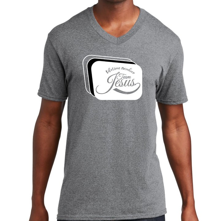 Mens Graphic V-neck T-shirt Lifetime Member Team Jesus - Unisex | T-Shirts