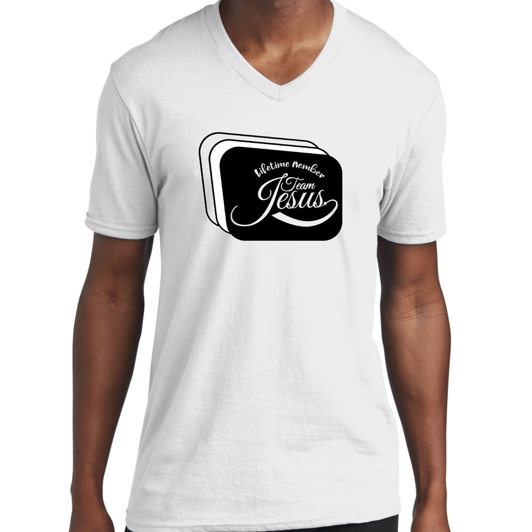 Mens Graphic V-neck T-shirt Lifetime Member Team Jesus - Unisex | T-Shirts