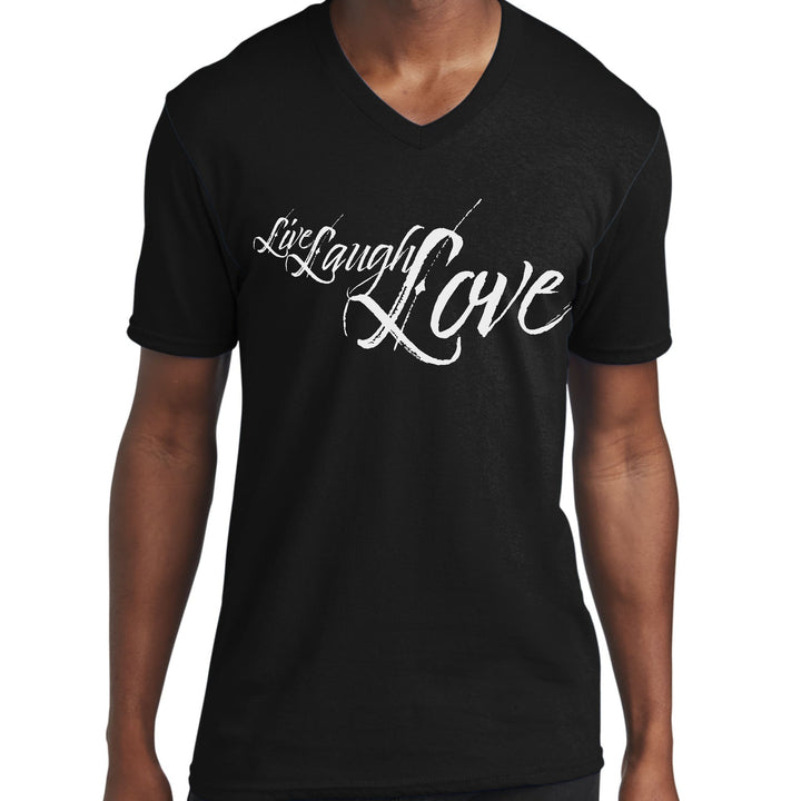 Mens Graphic V-neck T-shirt - Live Laugh Love Light Grey - Mens | T-Shirts