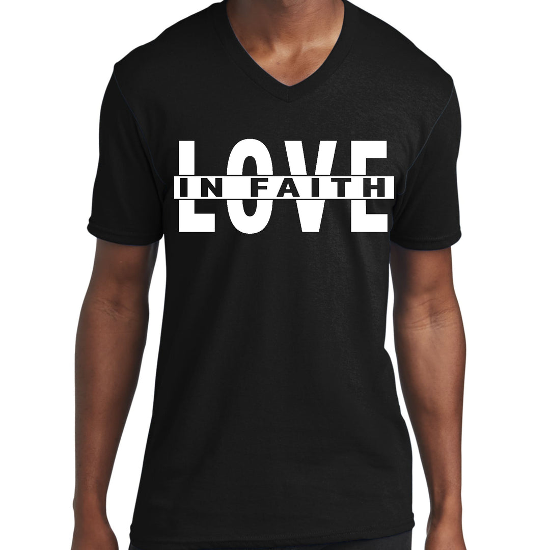 Mens Graphic V-neck T-shirt Love in Faith - Mens | T-Shirts | V-Neck