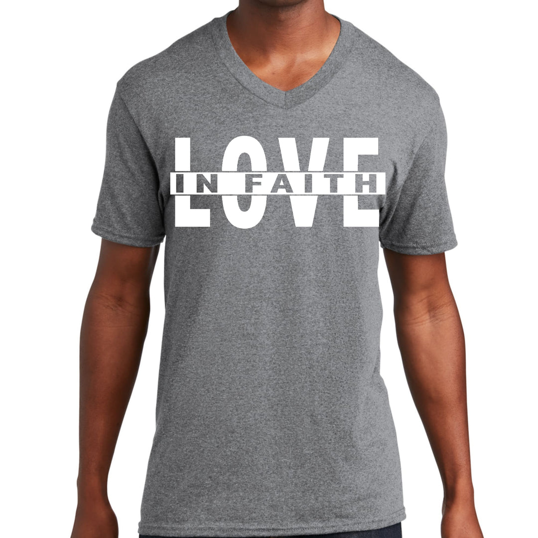 Mens Graphic V-neck T-shirt Love in Faith - Mens | T-Shirts | V-Neck