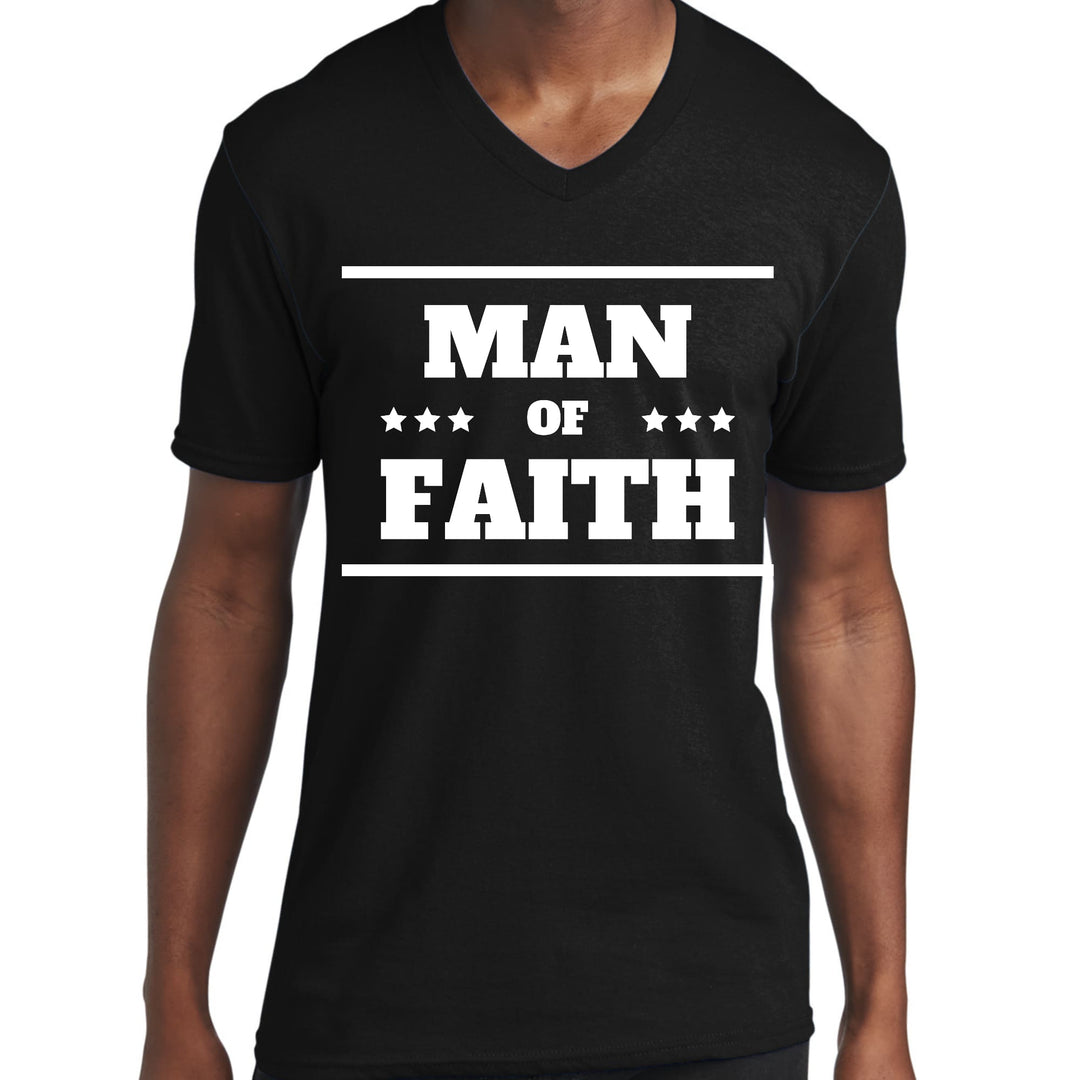 Mens Graphic V-neck T-shirt Man of Faith - Mens | T-Shirts | V-Neck