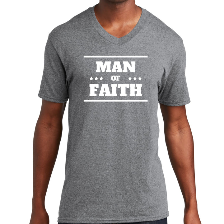 Mens Graphic V-neck T-shirt Man Of Faith - Unisex | T-Shirts | V-Neck