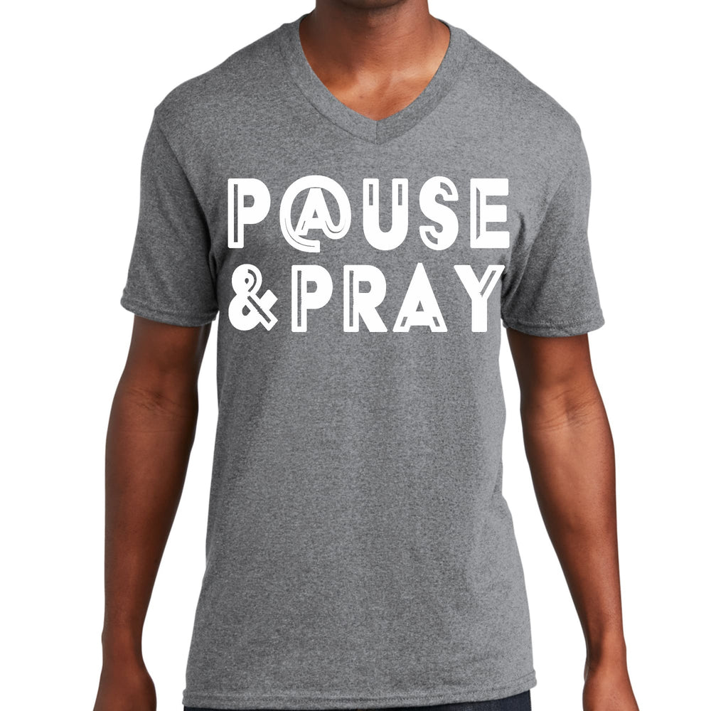 Mens Graphic V-neck T-shirt Pause and Pray - Mens | T-Shirts | V-Neck