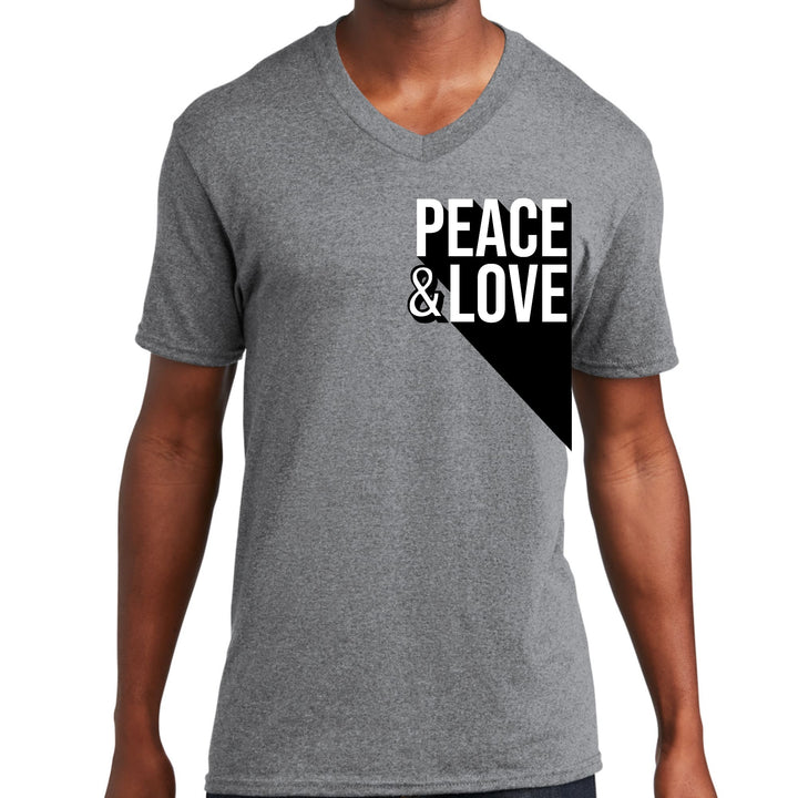 Mens Graphic V-neck T-shirt Peace and Love Print - Unisex | T-Shirts | V-Neck