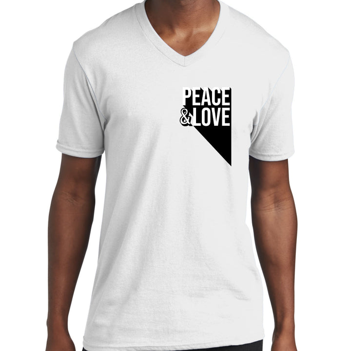 Mens Graphic V-neck T-shirt Peace And Love Print - Unisex | T-Shirts | V-Neck