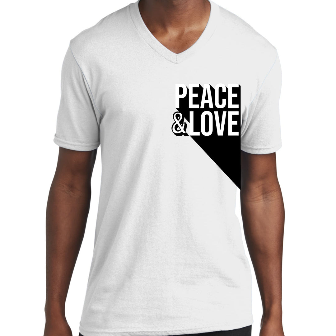 Mens Graphic V-neck T-shirt Peace and Love Print - Unisex | T-Shirts | V-Neck