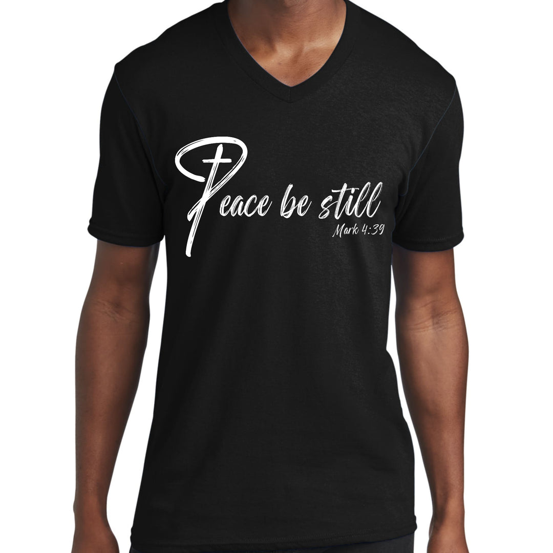 Mens Graphic V-neck T-shirt Peace be Still - Mens | T-Shirts | V-Neck