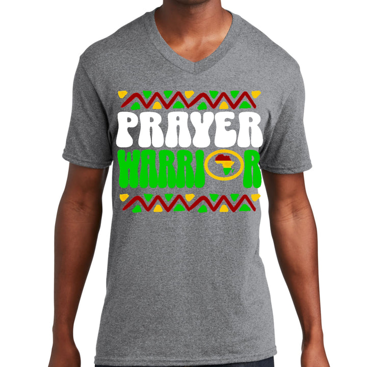 Mens Graphic V-neck T-shirt - Prayer Warrior African Inspiration - Unisex