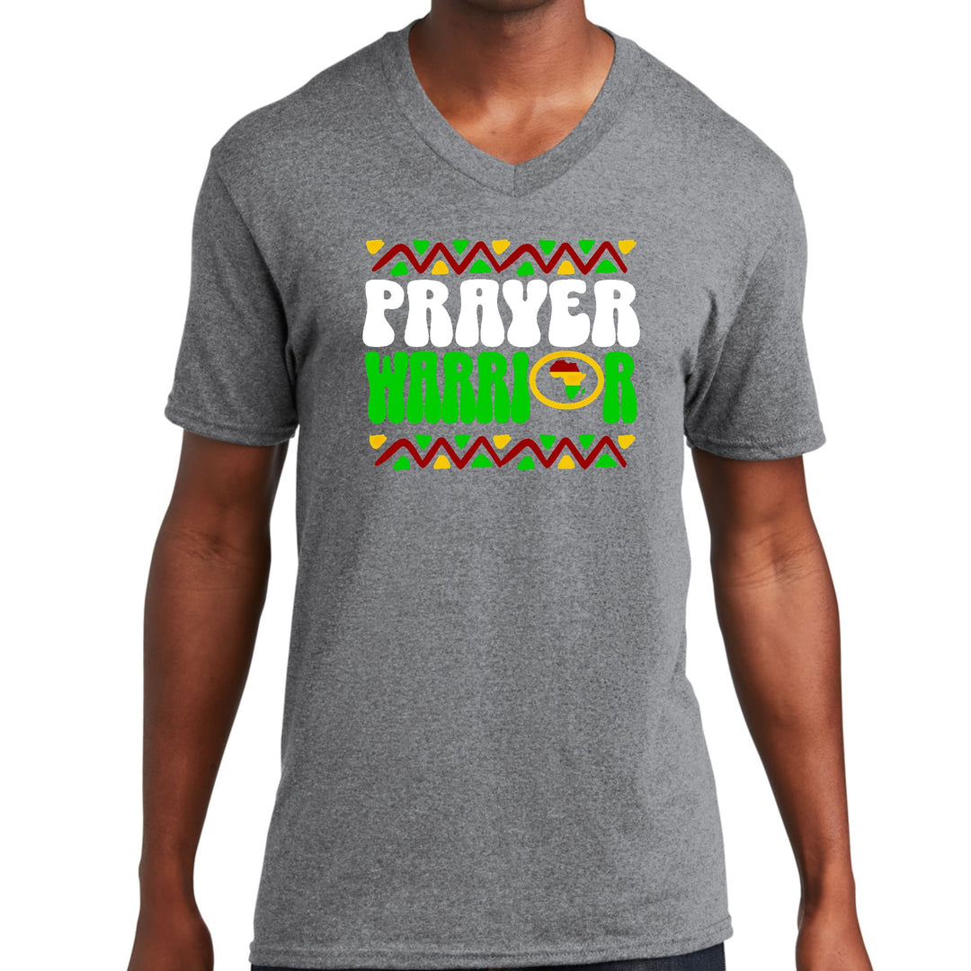 Mens Graphic V-neck T-shirt Prayer Warrior African Inspiration - Unisex