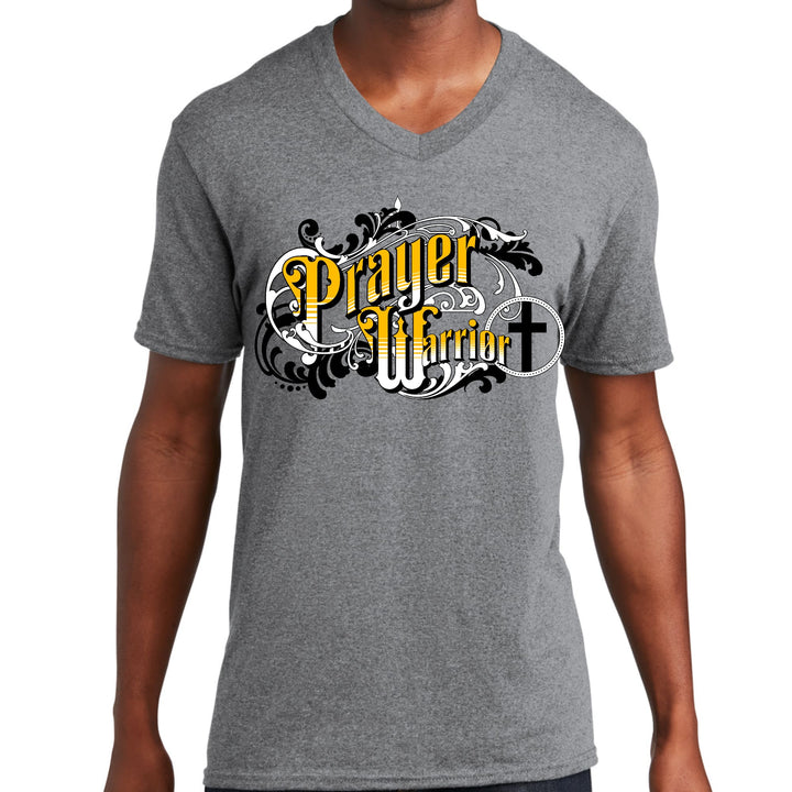 Mens Graphic V-neck T-shirt Prayer Warrior Victorian Style - Mens | T-Shirts