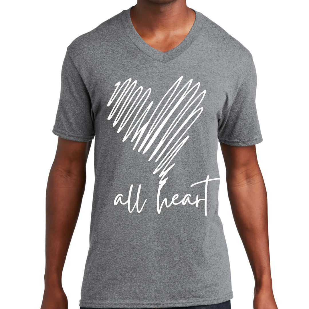 Mens Graphic V-neck T-shirt Say it Soul - All Heart Line Art Print - Unisex