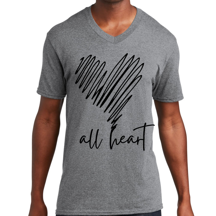 Mens Graphic V-neck T-shirt Say it Soul All Heart Line Art - Mens | T-Shirts