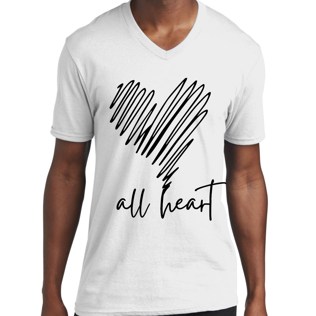 Mens Graphic V-neck T-shirt Say it Soul All Heart Line Art - Mens | T-Shirts