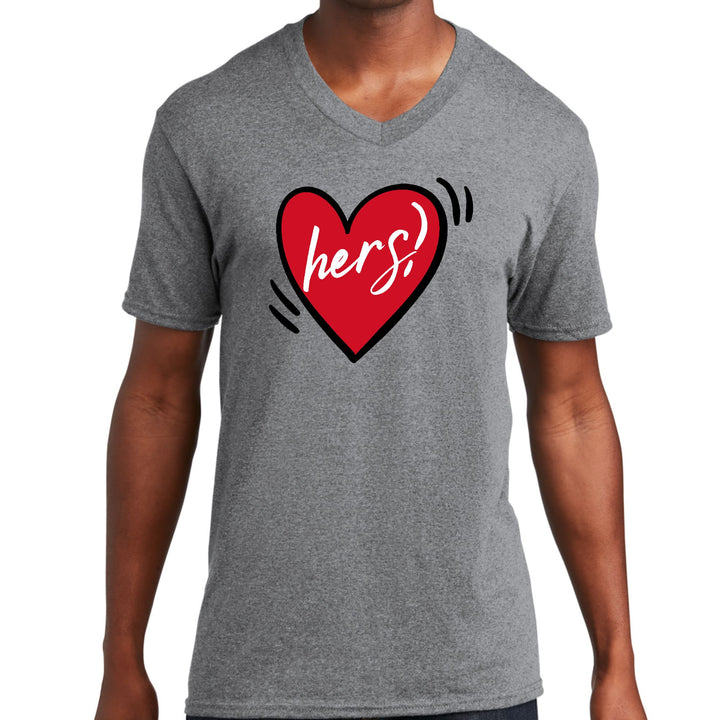 Mens Graphic V-neck T-shirt Say It Soul Her Heart Couples - Unisex | T-Shirts