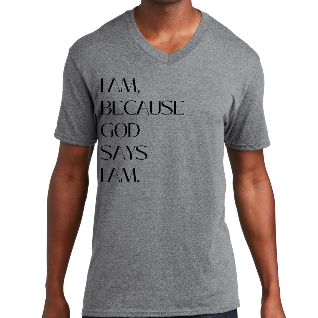 Mens Graphic V-neck T-shirt Say it Soul i am Because God Says i Am, - Mens