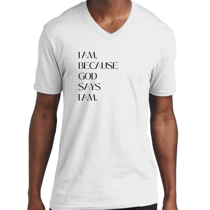 Mens Graphic V-neck T-shirt Say It Soul i Am Because God Says i Am, - Unisex