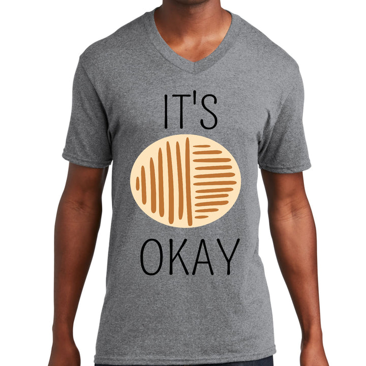 Mens Graphic V-neck T-shirt Say it Soul its Okay Black and Brown - Unisex