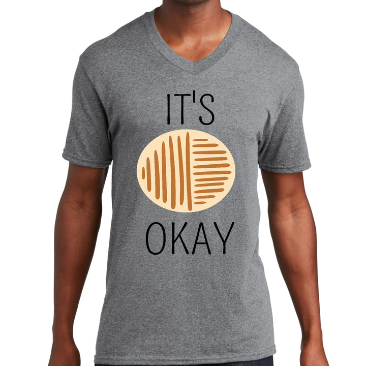 Mens Graphic V-neck T-shirt Say It Soul Its Okay Black And Brown - Unisex