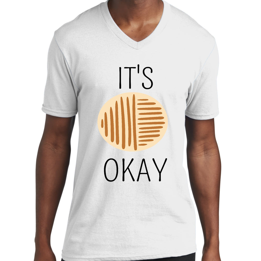 Mens Graphic V-neck T-shirt Say It Soul Its Okay Black And Brown - Unisex