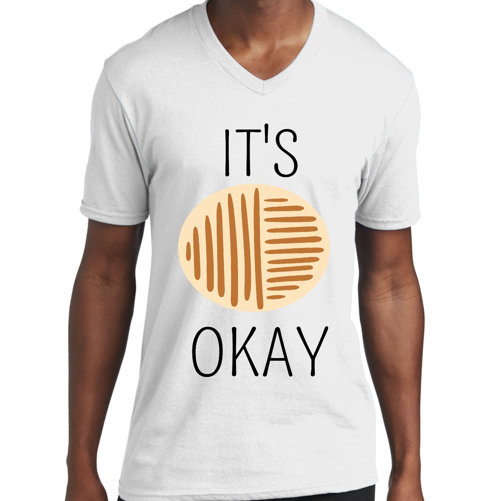 Mens Graphic V-neck T-shirt Say it Soul its Okay Black and Brown - Unisex